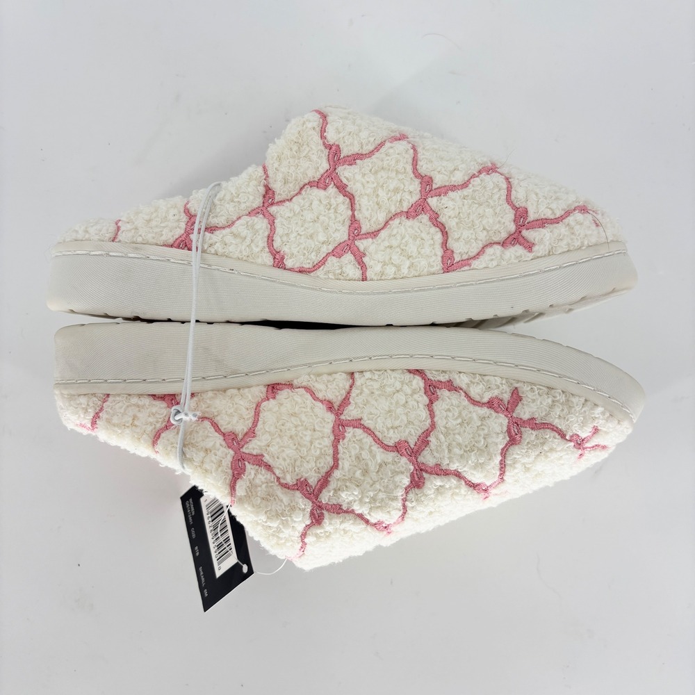 Mia Cozi Slipper Cream/Blush Pink Women Size 6 Faux Fur Slip On Lounge Warm - Picture 6 of 12